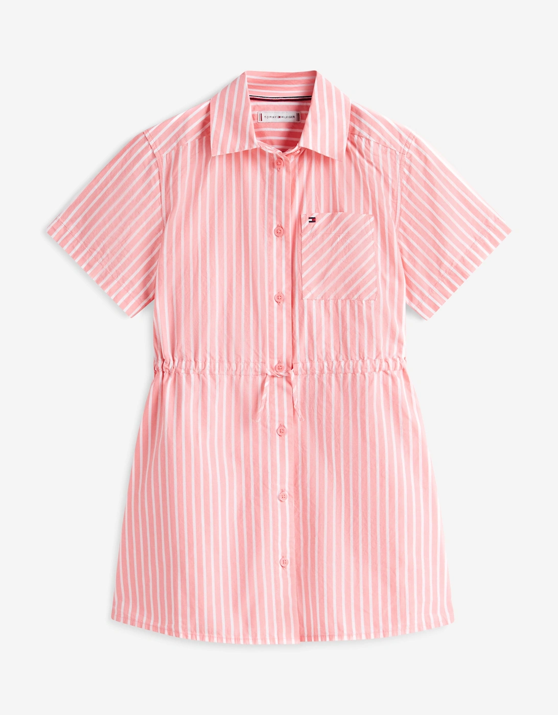 Tommy Hilfiger Girls Pink 'S Poplin Striped Shirt Dress In  14 Years Size 14 Yrs Kids