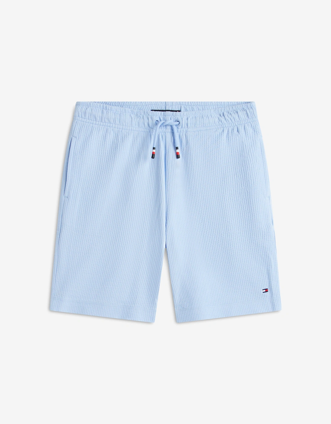 Tommy Hilfiger Boys Blue 'S Jersey Seersucker Sweat Shorts In  6 Years Size 6 Yrs Kids