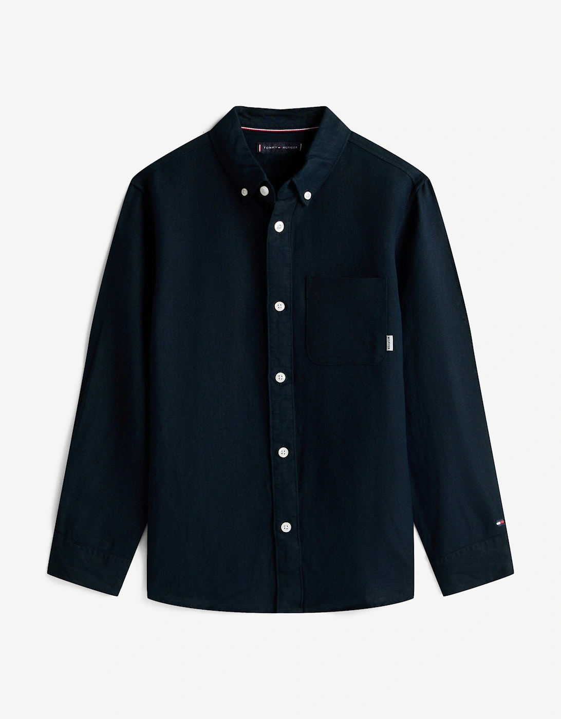 Tommy Hilfiger Boys Linen Blend Relaxed Shirt in Navy