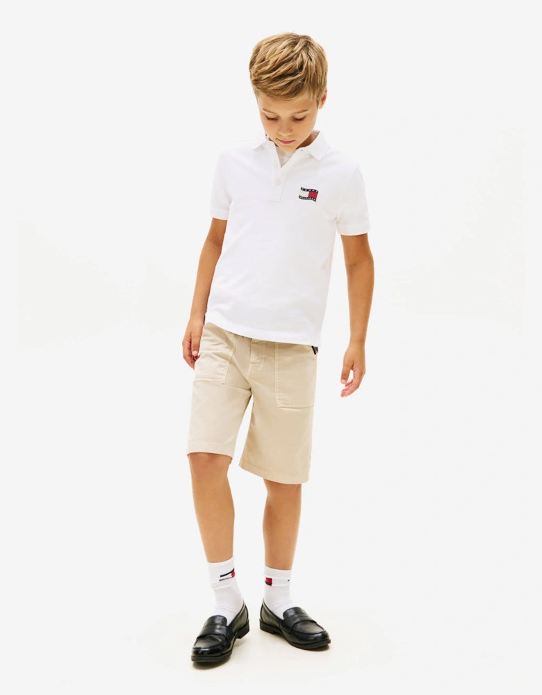 Tommy Hilfiger Boys Wavy Flag Polo Shirt in White