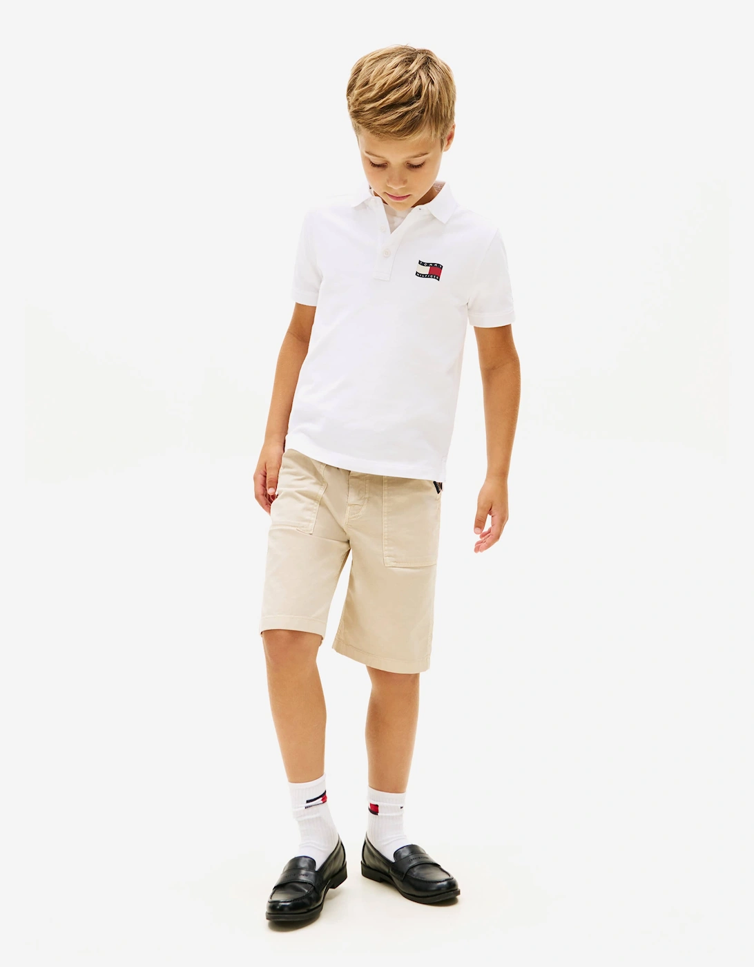 Tommy Hilfiger Boys Wavy Flag Polo Shirt in White