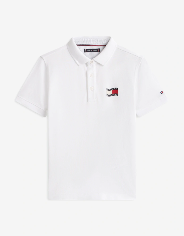 Tommy Hilfiger Boys Wavy Flag Polo Shirt in White