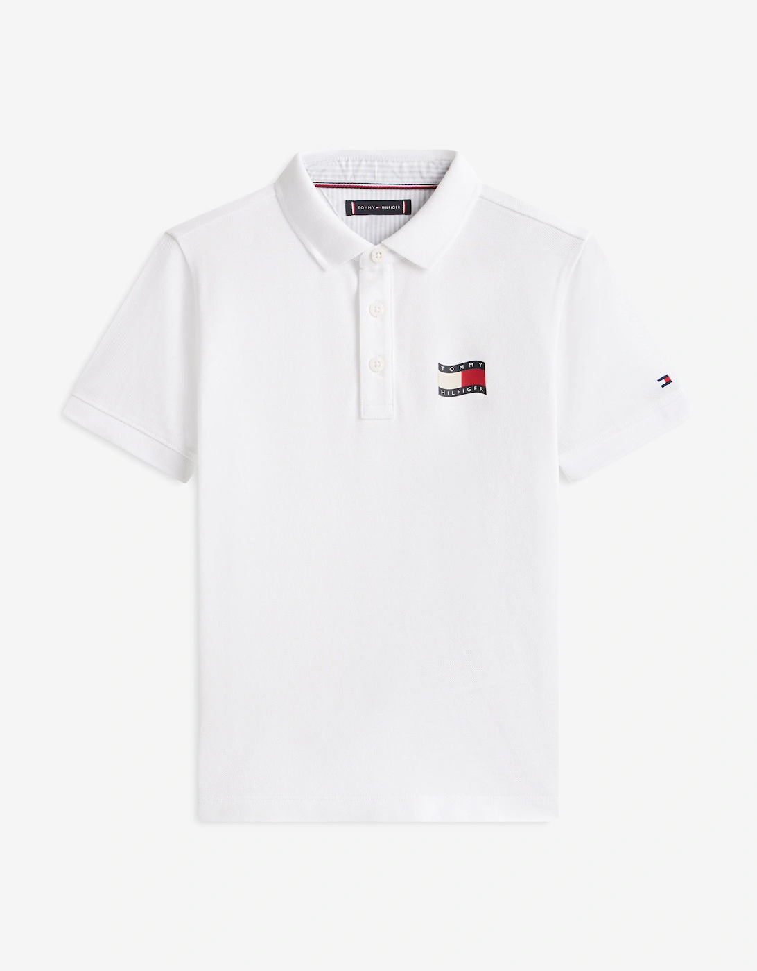 Tommy Hilfiger Boys Wavy Flag Polo Shirt in White