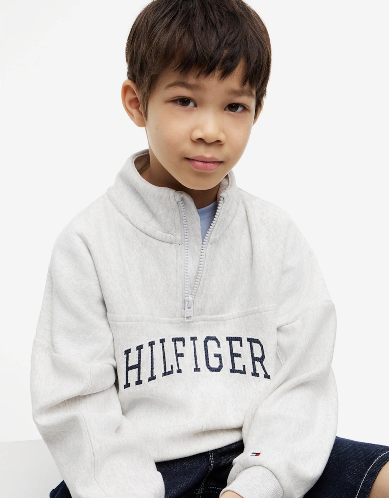 Tommy Hilfiger Boys Varsity Half Zip Sweatshirt in Grey