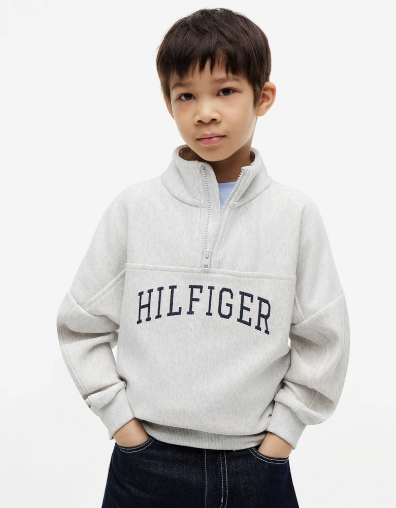 Tommy Hilfiger Boys Varsity Half Zip Sweatshirt in Grey