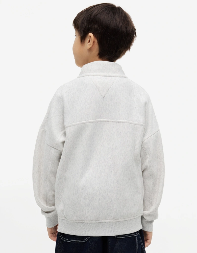 Tommy Hilfiger Boys Varsity Half Zip Sweatshirt in Grey
