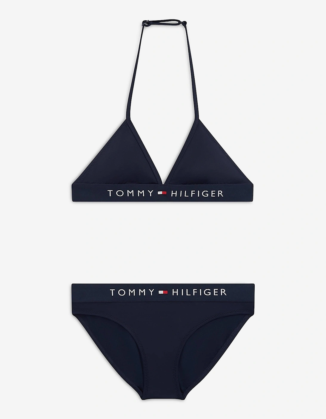 Tommy Hilfiger Girls Navy 'S Logo Triangle Bikini In  12 Years/13 Years/14 Years Size 12 Kids