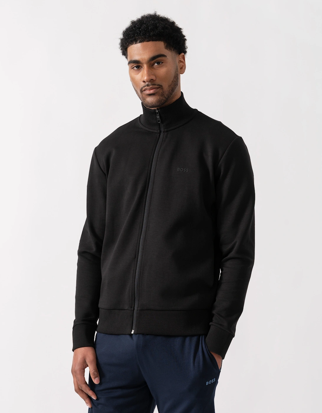 BOSS Green Skaz Mens Full Zip Funnel Neck Sweatshirt - Black 001, 6 of 5