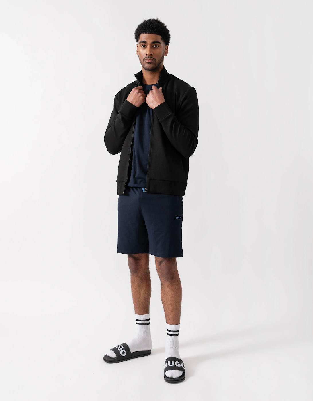 BOSS Green Skaz Mens Full Zip Funnel Neck Sweatshirt - Black 001