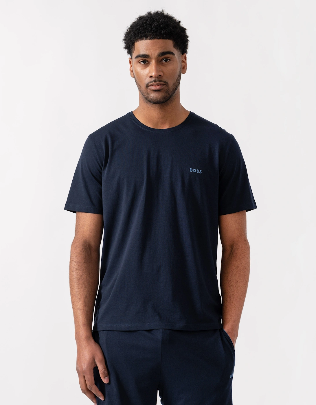 BOSS Orange Mix&Match Mens Stretch-Cotton Loungewear T-Shirt with Embroidered Logo - Dark Blue 404, 5 of 4