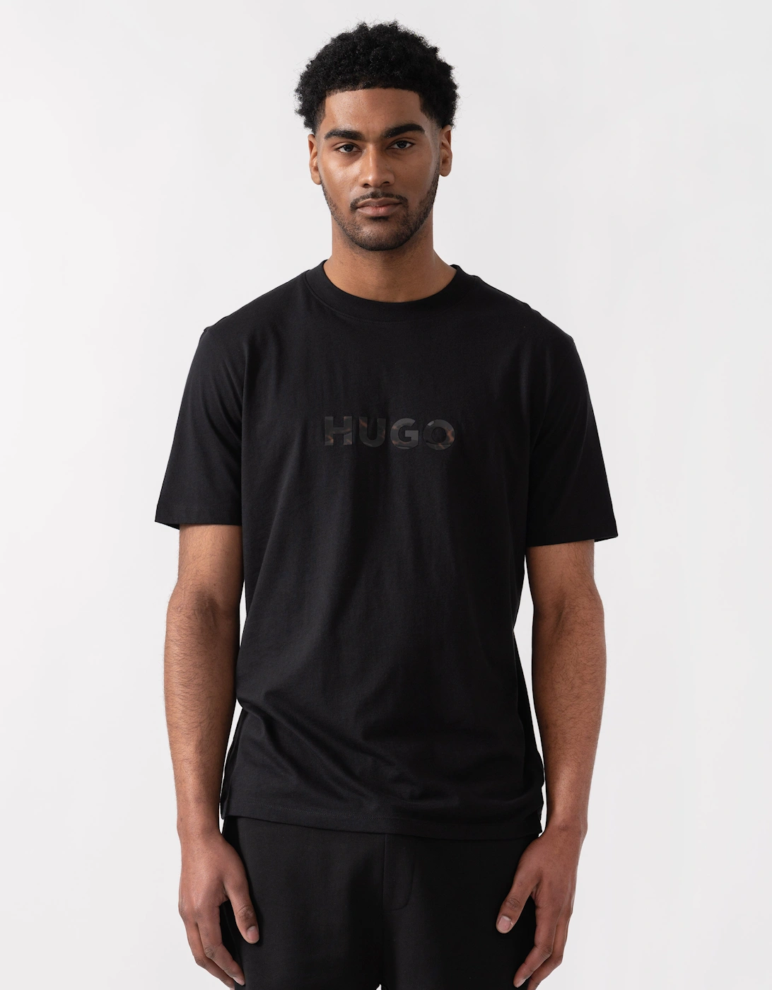 HUGO Dumeo Mens Tortoise-Logo T-Shirt in Cotton Jersey  - Black 001, 5 of 4