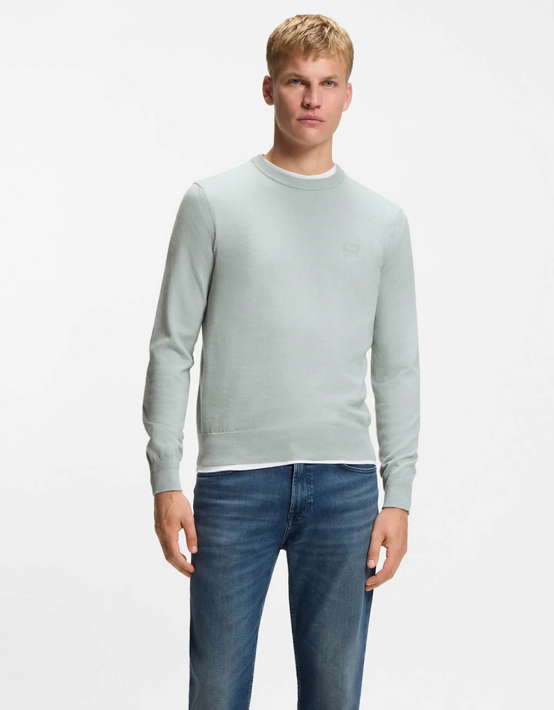BOSS Orange Kanovano Mens Crew Neck Jumper - Silver 043