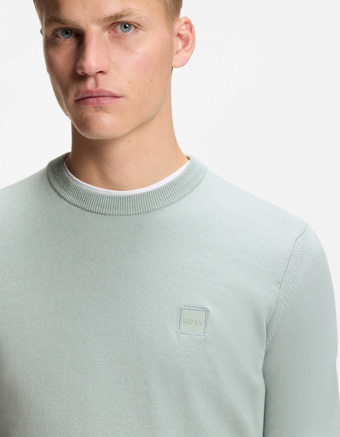 BOSS Orange Kanovano Mens Crew Neck Jumper - Silver 043
