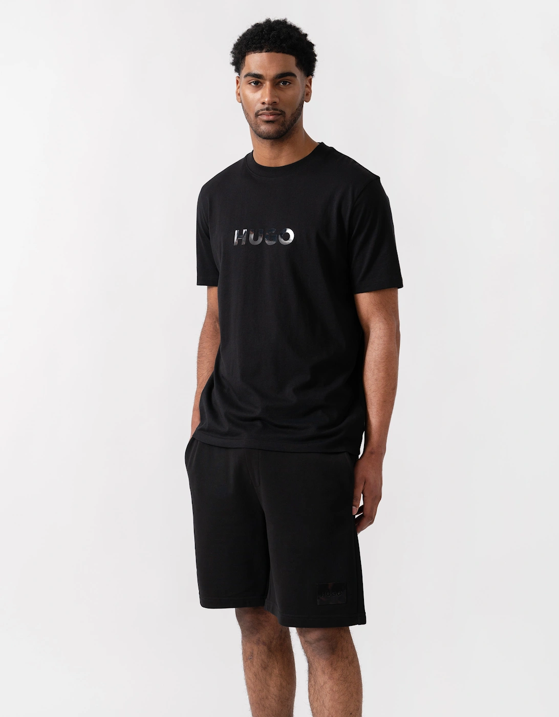 HUGO Dumeo Mens Tortoise-Logo T-Shirt in Cotton Jersey  - Black 001