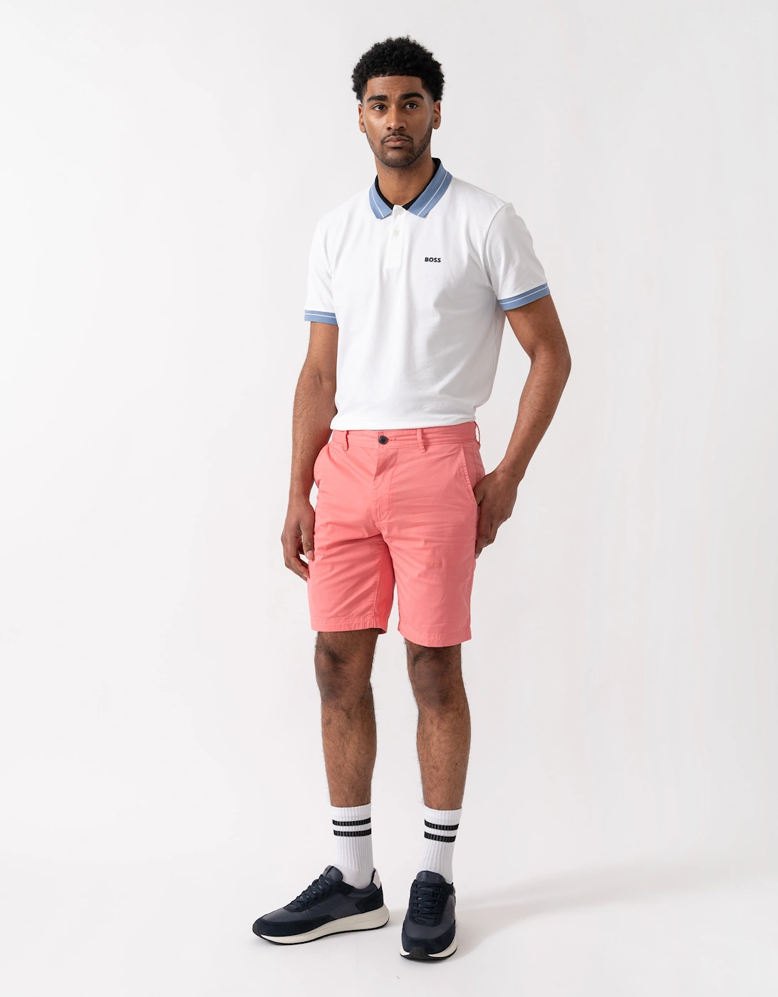 BOSS Orange Mens Slim Fit Chino Shorts in Stretch Cotton Twill - Light/Pastel Red 632