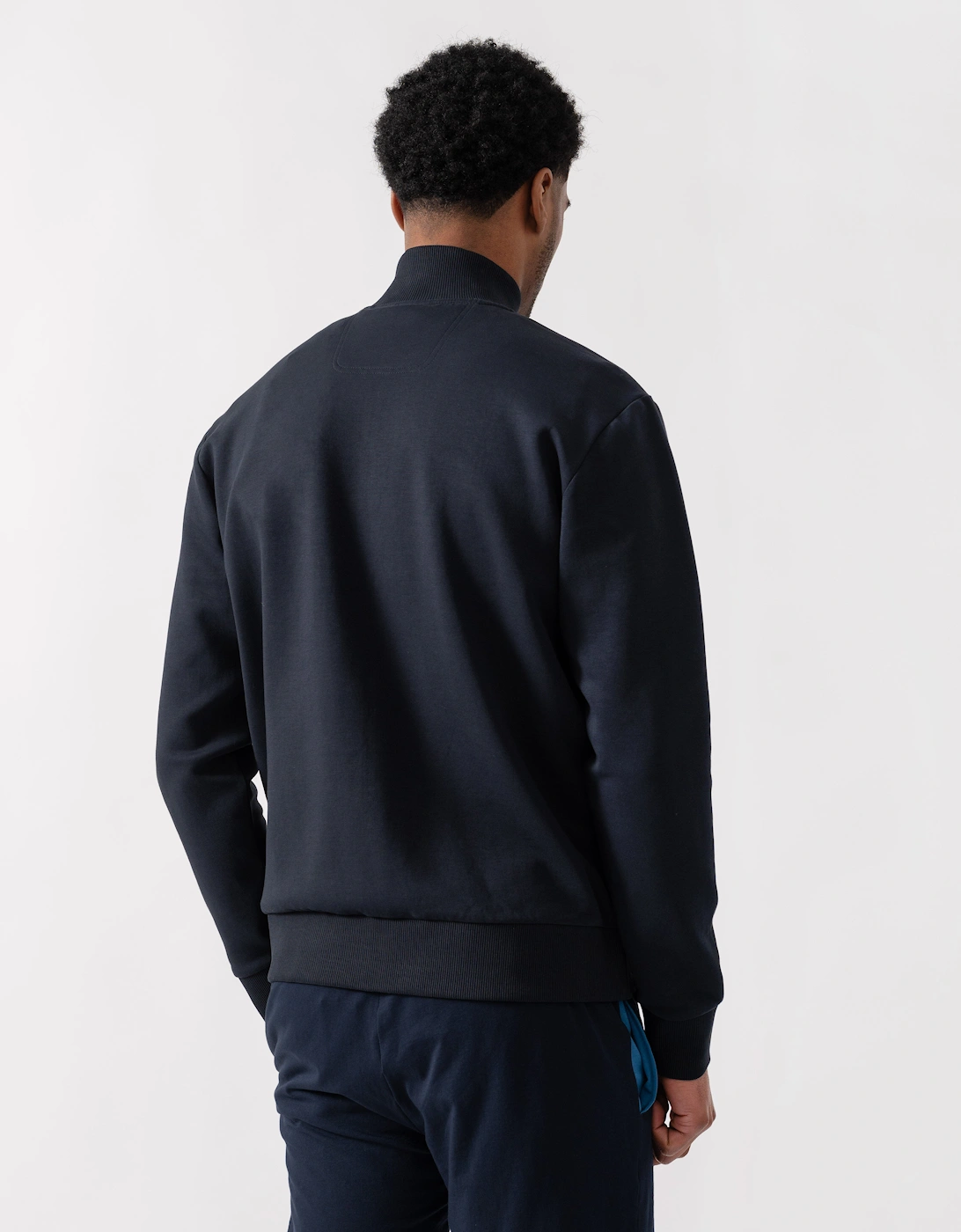 BOSS Green Skaz Mens Full Zip Funnel Neck Sweatshirt - Dark Blue 402