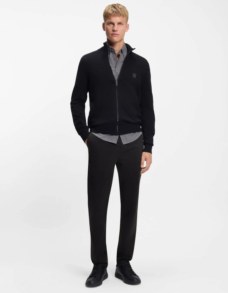 BOSS Orange Mens Tapered-Fit Chinos in Stretch-Cotton Satin - Black 001