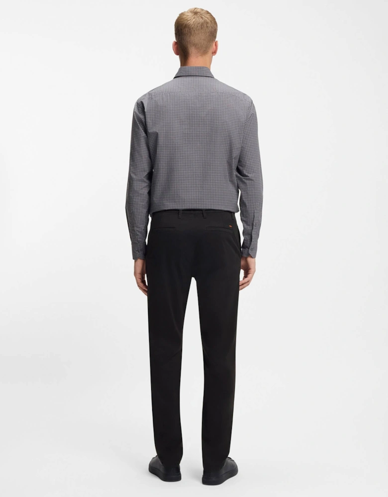 BOSS Orange Mens Tapered-Fit Chinos in Stretch-Cotton Satin - Black 001