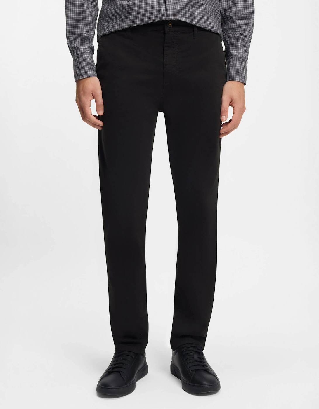 BOSS Orange Mens Tapered-Fit Chinos in Stretch-Cotton Satin - Black 001, 5 of 4