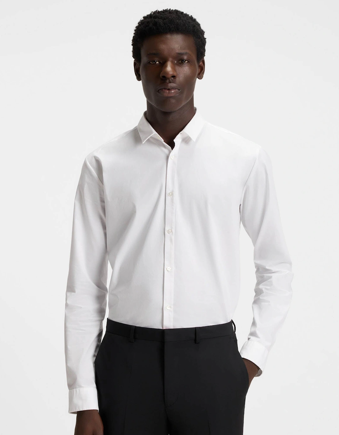 HUGO Ero3 Mens Long Sleeve Shirt - Open White 199, 5 of 4