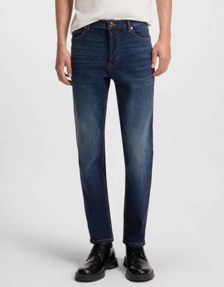 HUGO 634 Mens Tapered-Fit Jeans in Stretch Denim - Dark Blue 409