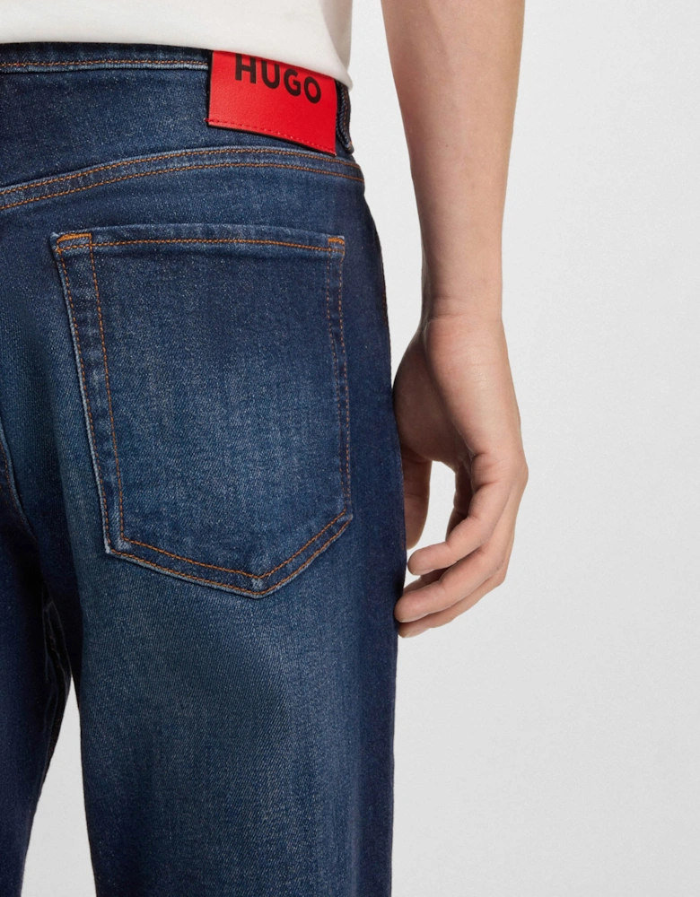 HUGO 634 Mens Tapered-Fit Jeans in Stretch Denim - Dark Blue 409