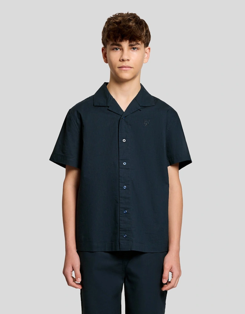 Short Sleeve Linen Blend Shirt