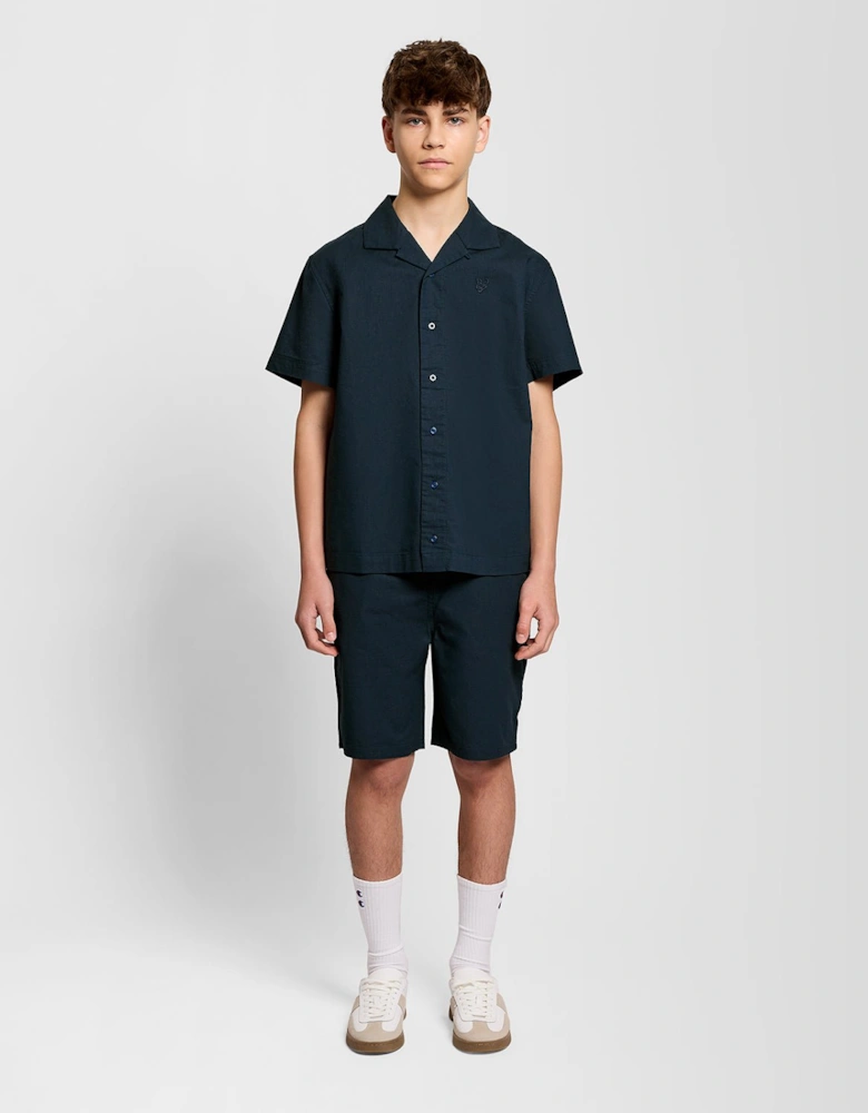 Short Sleeve Linen Blend Shirt