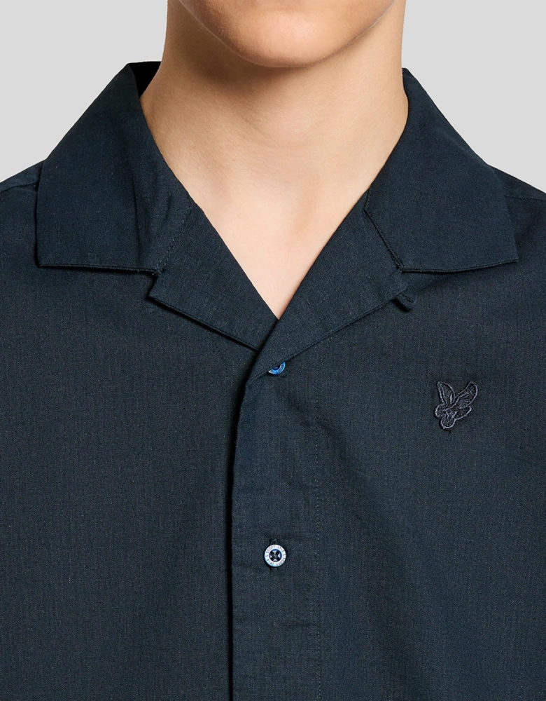 Short Sleeve Linen Blend Shirt