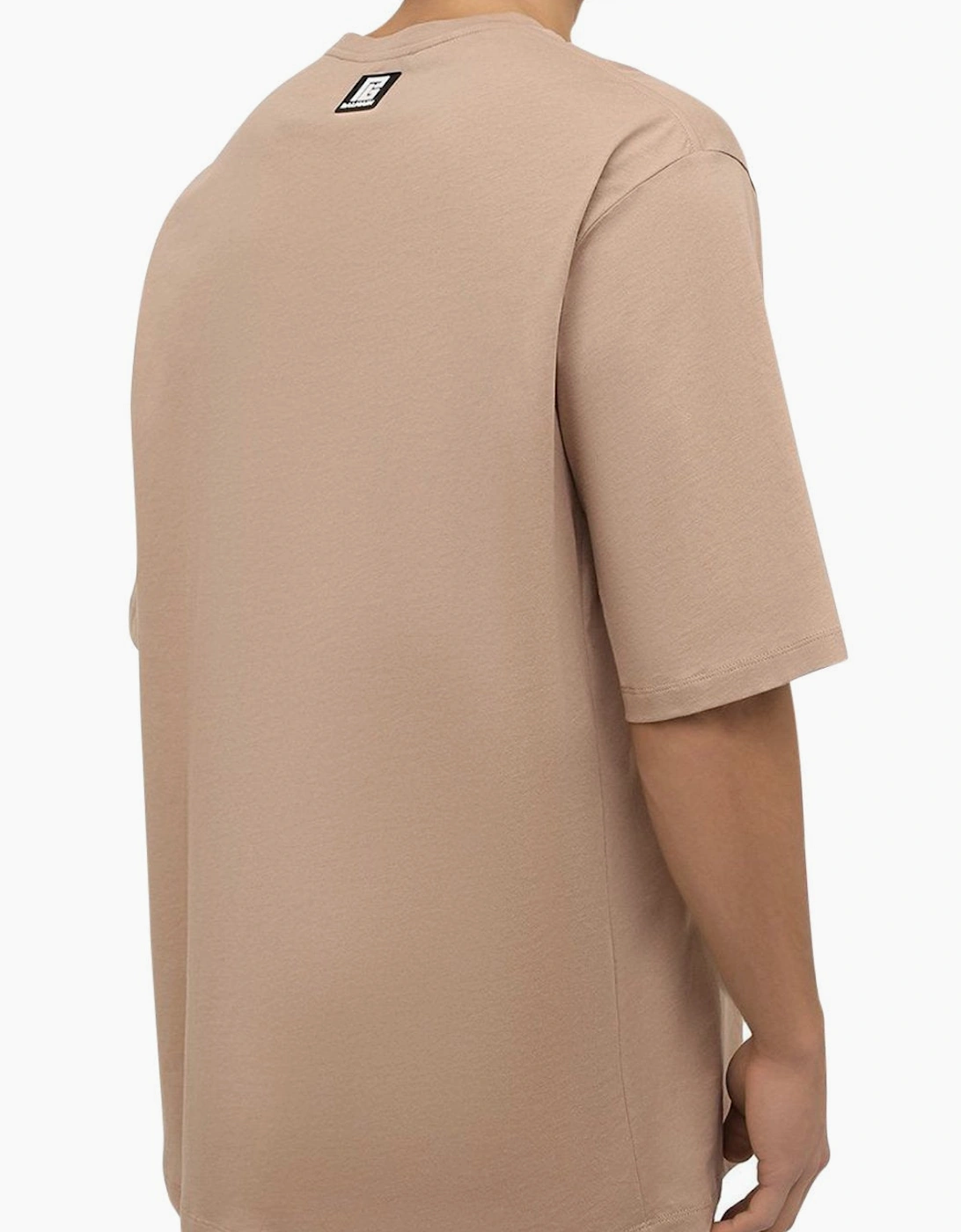 Men's Sand Balmain Logo Printed Oversize T-Shirt