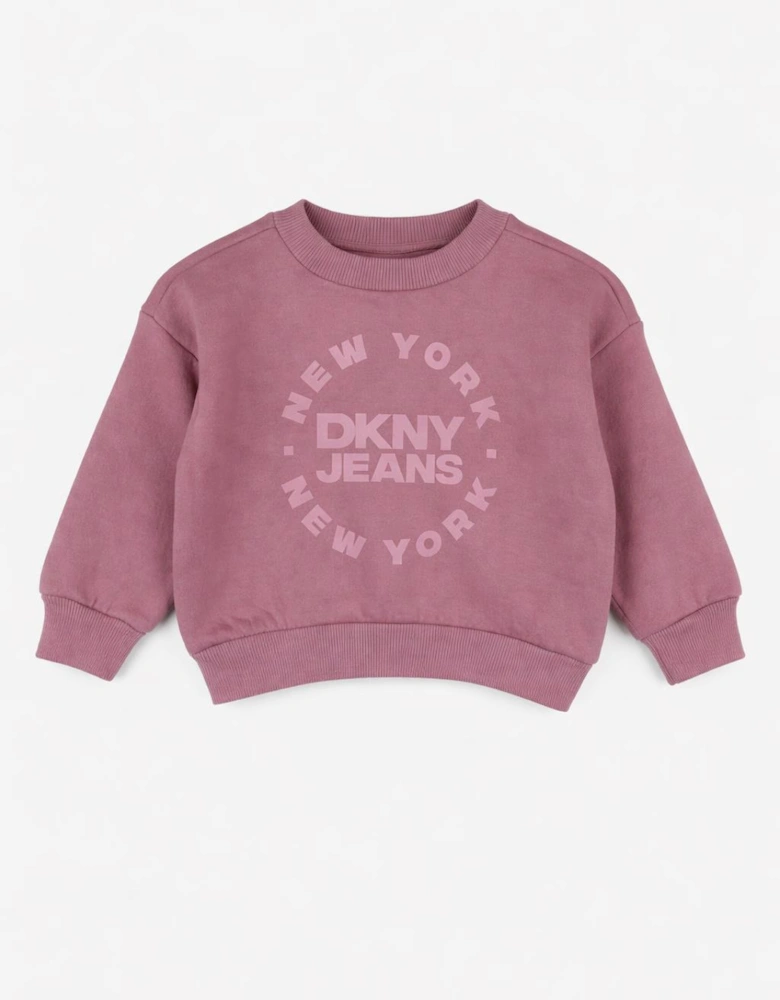 Kids Girls Purple Two Piece DKNY Tracksuit Print Design