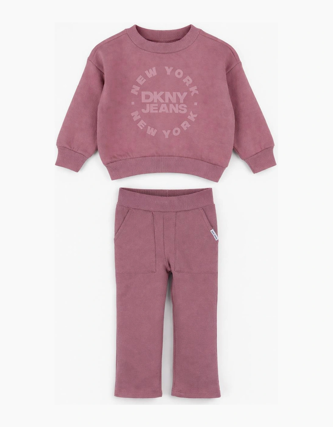 Kids Girls Purple Two Piece DKNY Tracksuit Print Design, 6 of 5