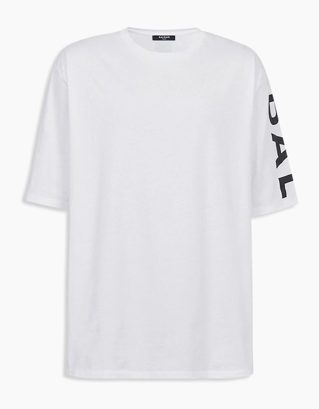 Men's White Balmain Logo Printed Oversize T-Shirt