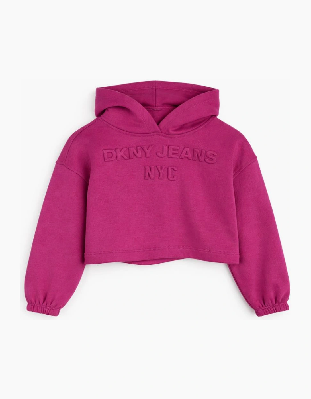 Kids Pink Cropped Two Piece DKNY Hooded Tracksuit Embossed Print