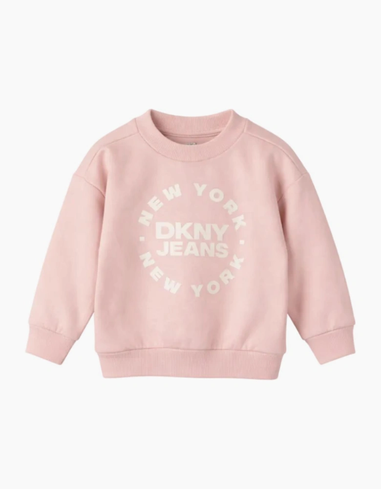Kids Girls Pale Pink Two Piece DKNY Tracksuit