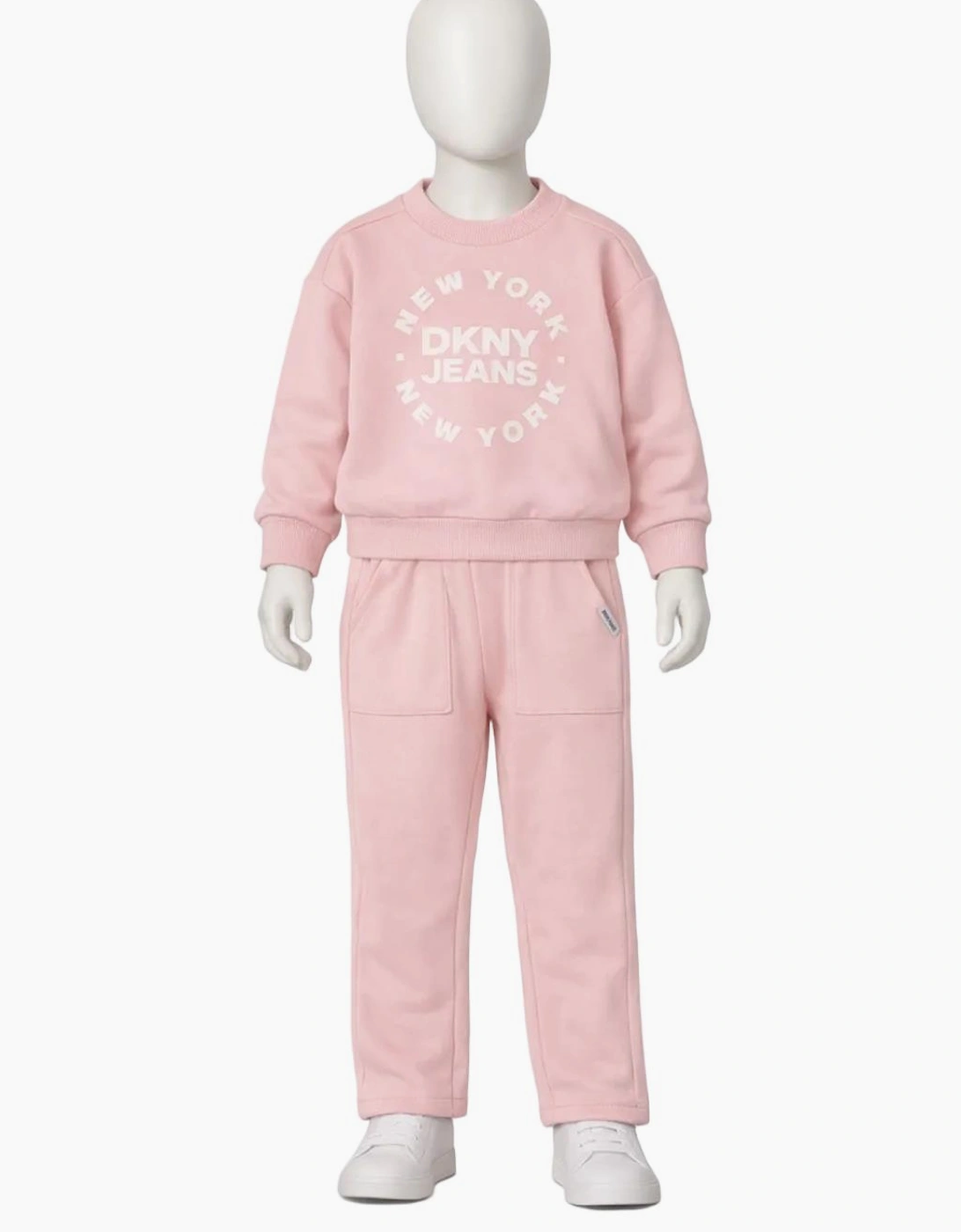 Kids Girls Pale Pink Two Piece DKNY Tracksuit