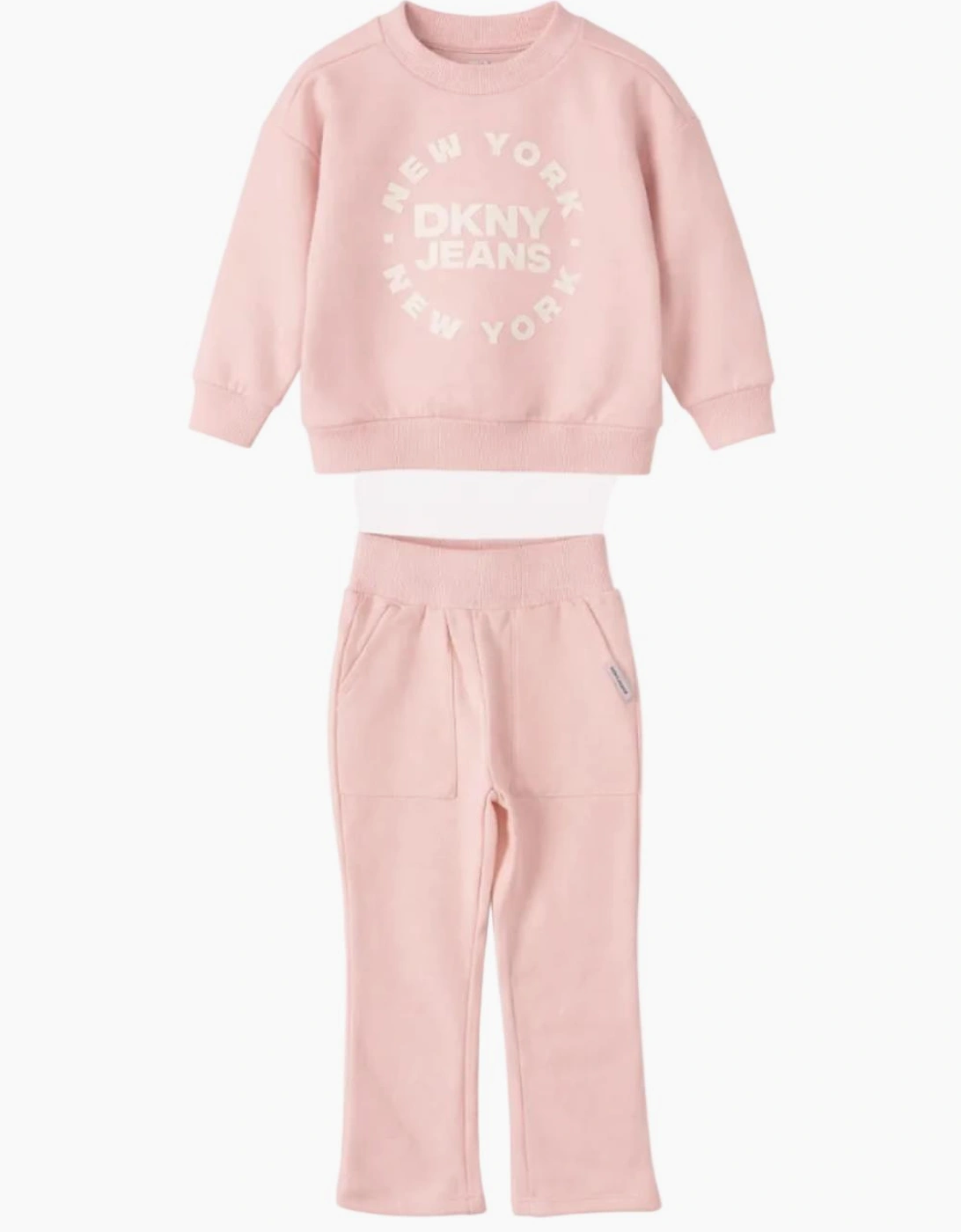 Kids Girls Pale Pink Two Piece DKNY Tracksuit, 6 of 5