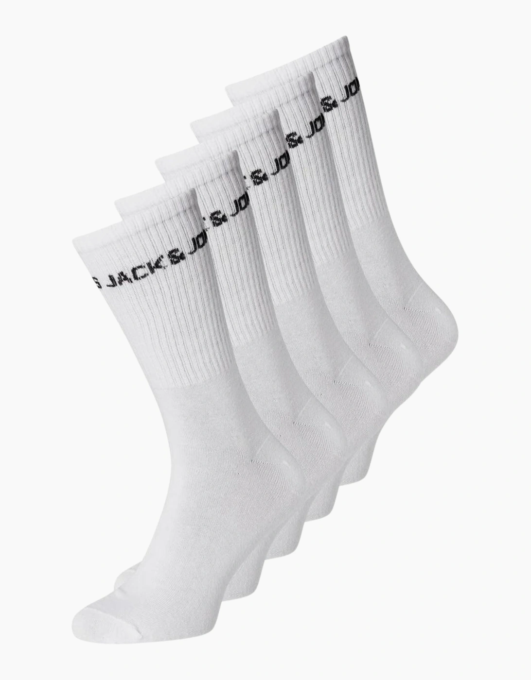 Jack & Jones Basic Logo Tennis Socks 5 Pack - White