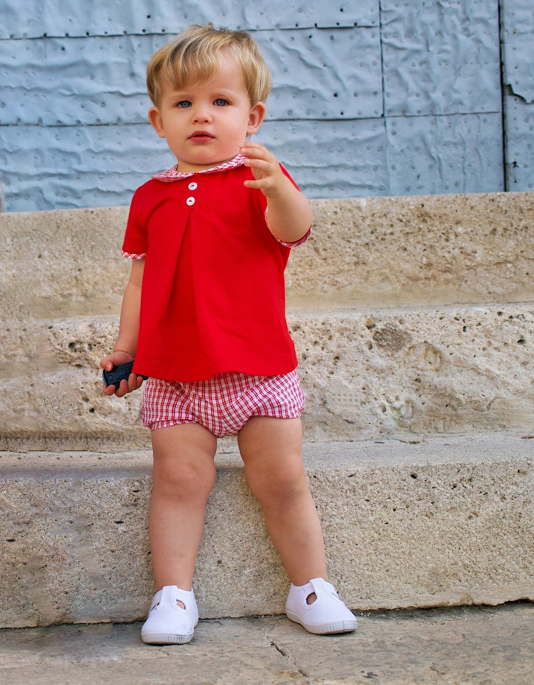 Boys Red Gingham Soft Cotton Jam Pant Set