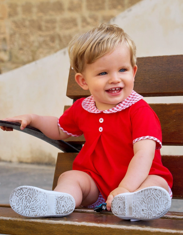 Boys Red Gingham Soft Cotton Jam Pant Set