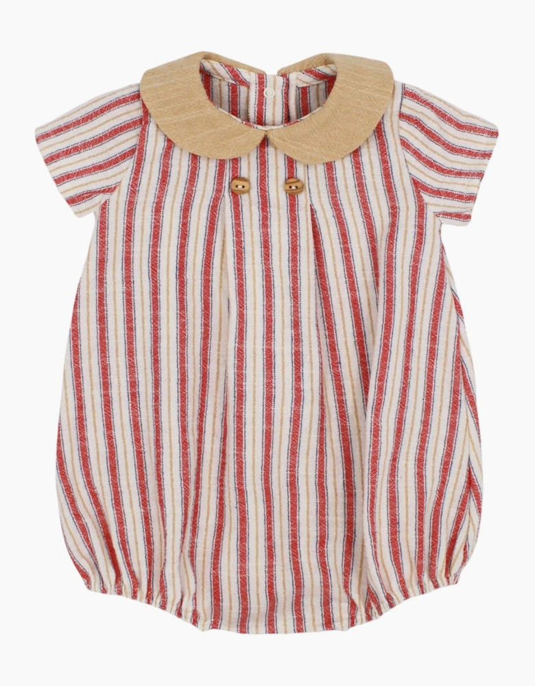 Boys Beige and Red Stripe Romper