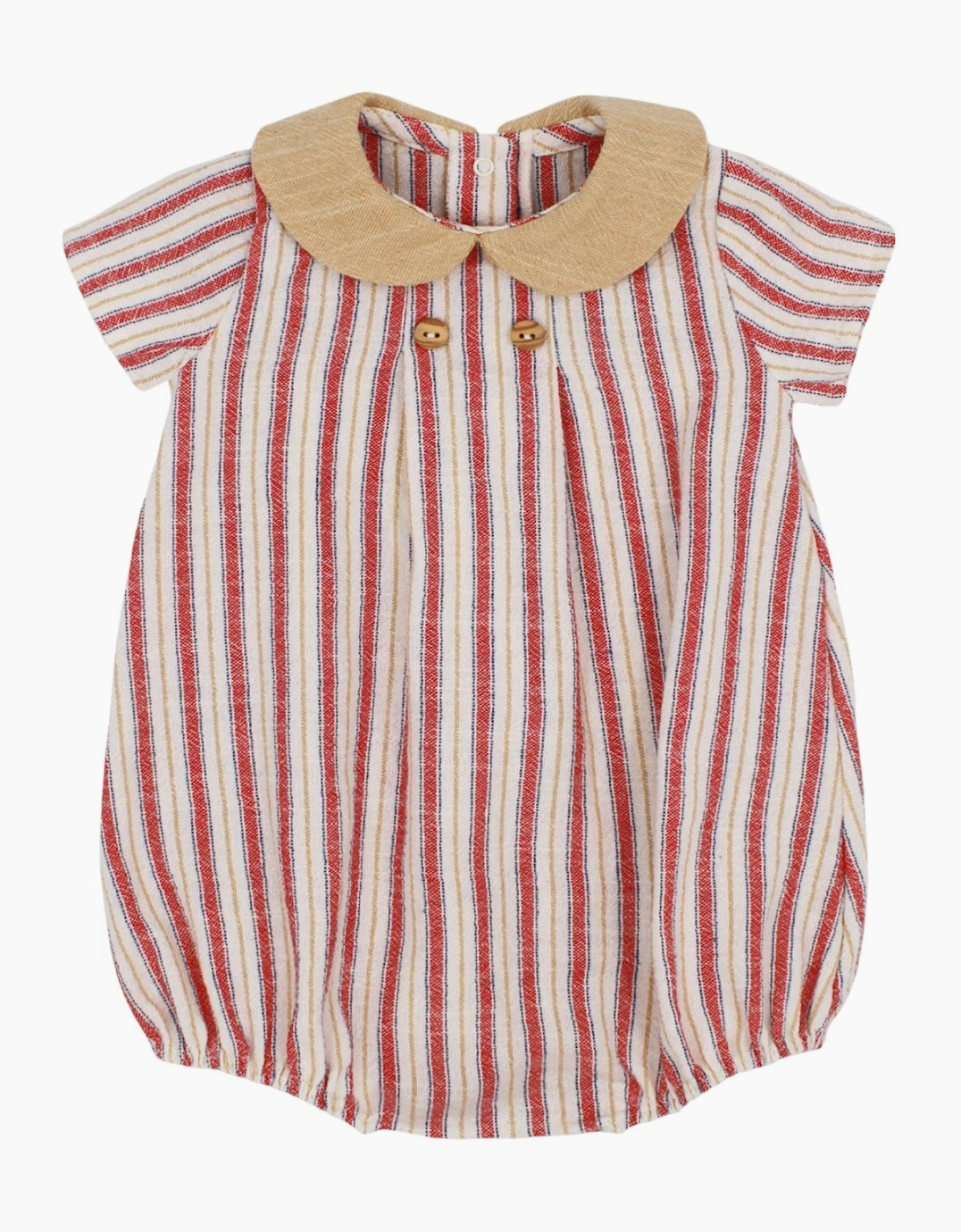 Boys Beige and Red Stripe Romper, 2 of 1