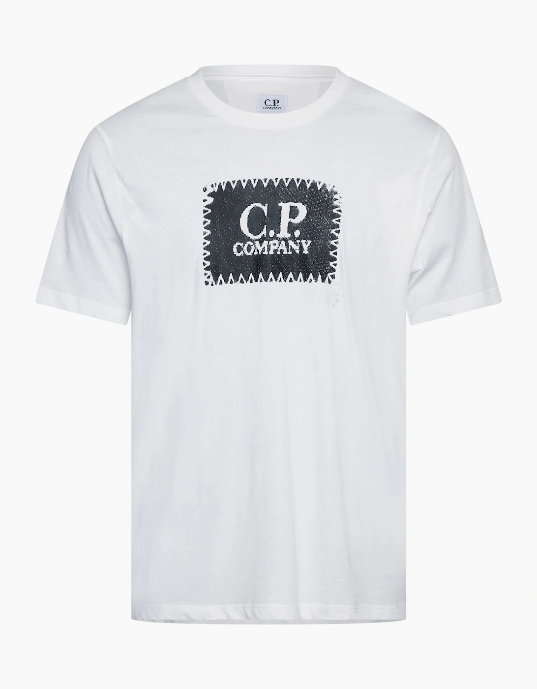 Cp Company Men's White 30/1 Jersey Logo Label T-Shirt  38 M