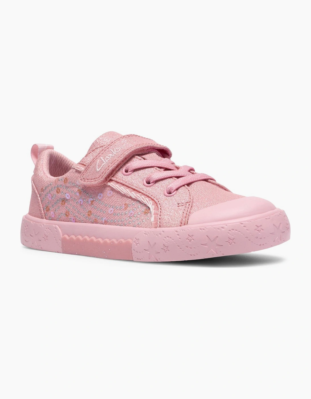 Clarks Girls Pink 'S Gleam K Canvas Shoes  (Wide) 8.5/G Kids