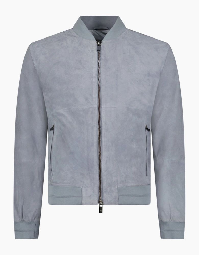 Pal Zileri Zip-Up Suede Jacket in Grey