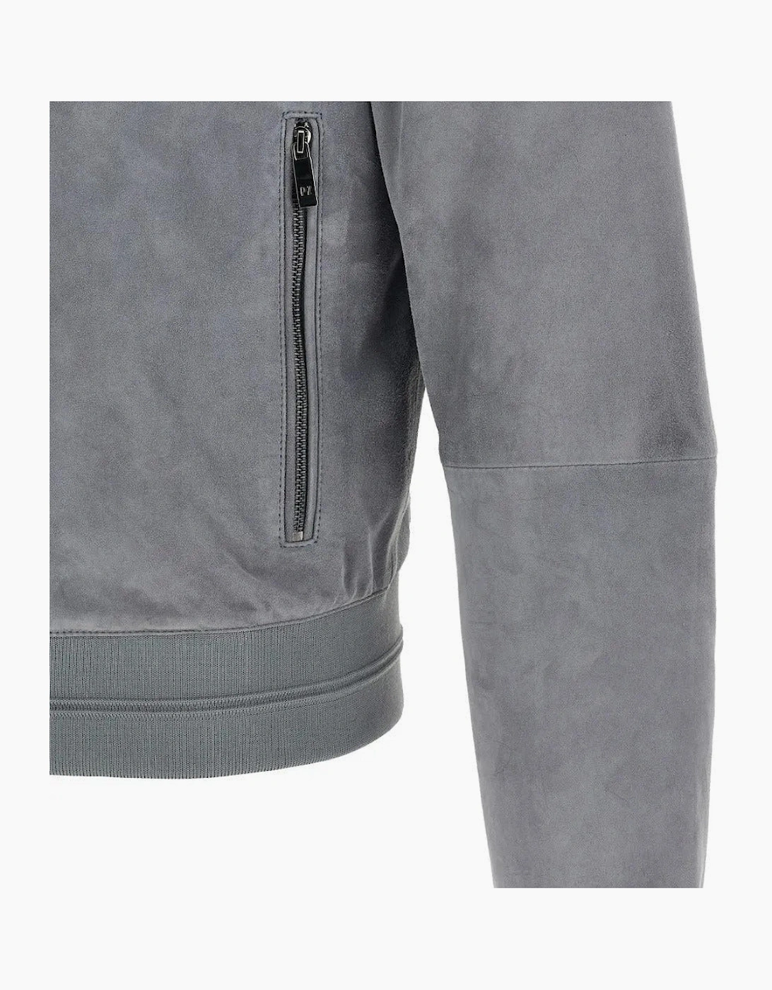Pal Zileri Zip-Up Suede Jacket in Grey