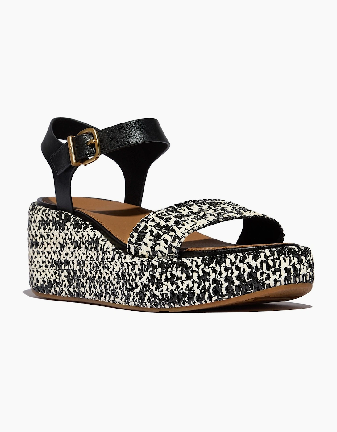 Fitflop Platfforms Wedge Faux Suede Women's Black/Ivory Sandals