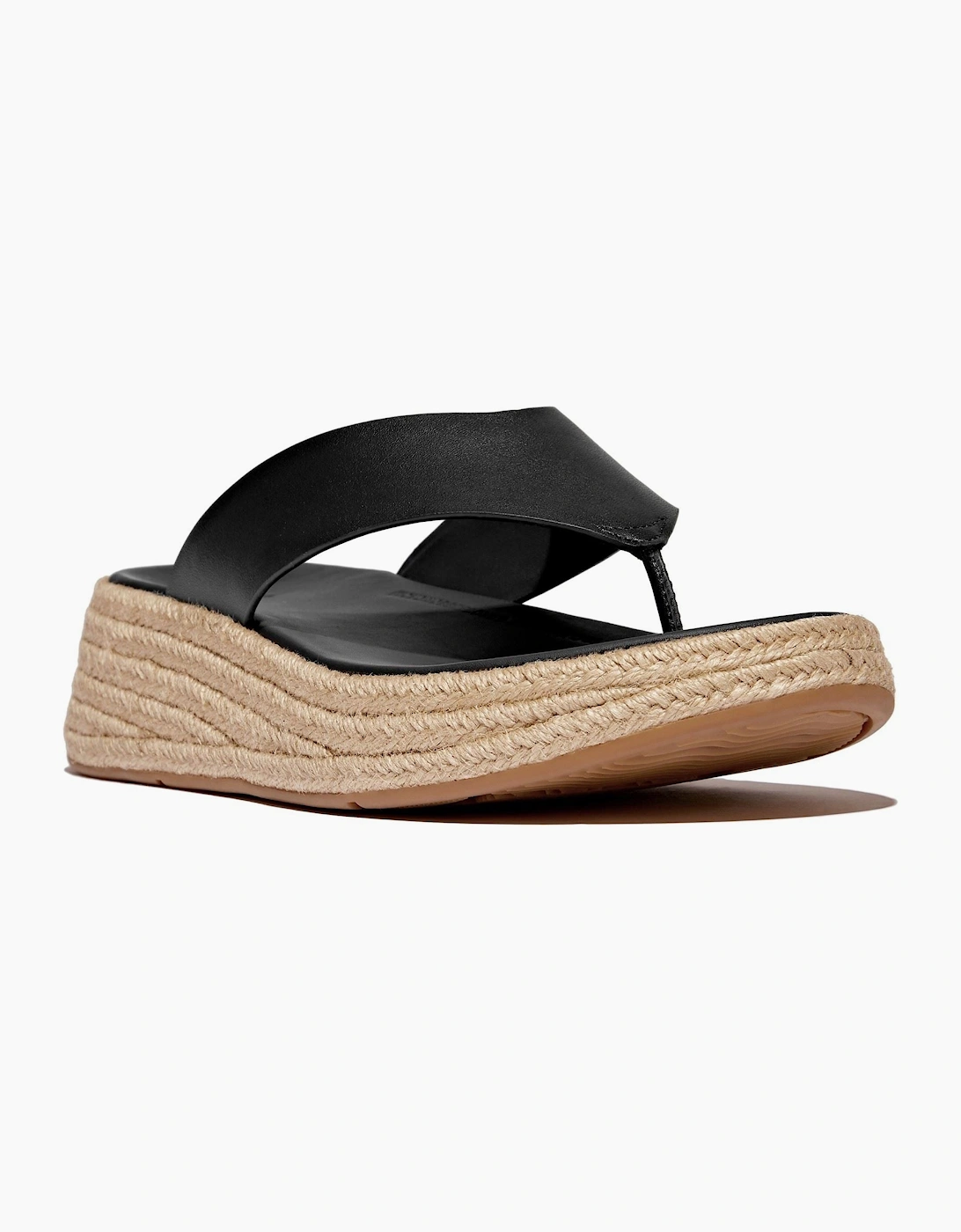 Fitflop F-Mode Toe Post Leather Women's Black Sandals