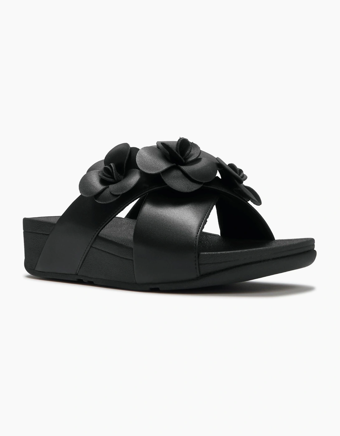 Fitflop Women's Black Lulu Flower Polyurethane Sandals - Size: 6
