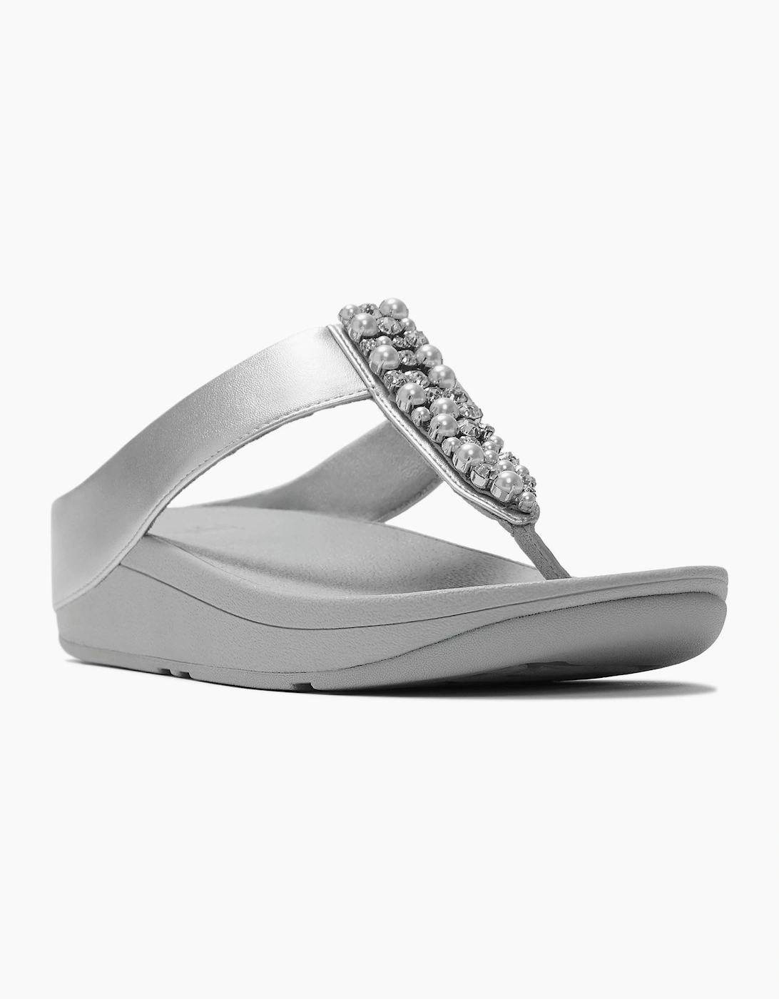 Fitflop Women's Silver Fino Toe-Post Polyurethane Sandals - Size: 5